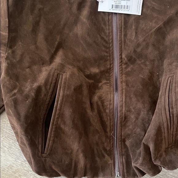 Petal & Pup Chocolate Brown Faux Suede Bomber Jacket # - Picture 8 of 11